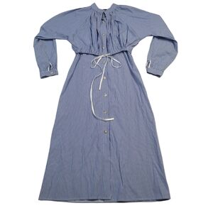 House Of Lancry Oxford Shirt Dress Blue Striped Maxi Modest Preppy Classic